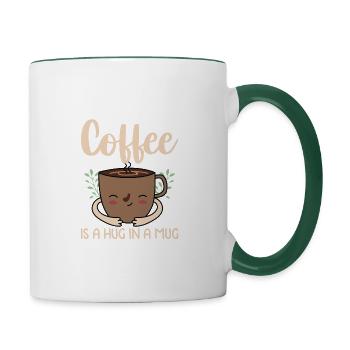 Coffee Hug In A Mug Comfort Tee - Contrasting Mug - white/dark green - Right