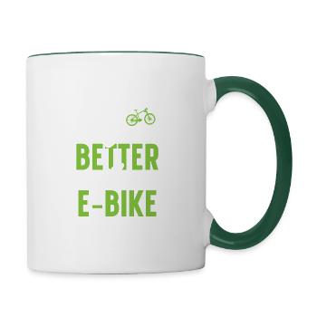 E-bike Lifestyle Eco Rider T-shirt - Tasse zweifarbig - Weiß/Dunkelgrün - Rechts