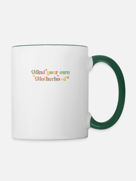 Einzigartiges Motherhood Mom Life T-shirt - Tasse zweifarbig - Weiß/Dunkelgrün
