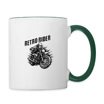 Retro Rider Vintage Motorrad Tee - Tasse zweifarbig - Weiß/Dunkelgrün - Rechts