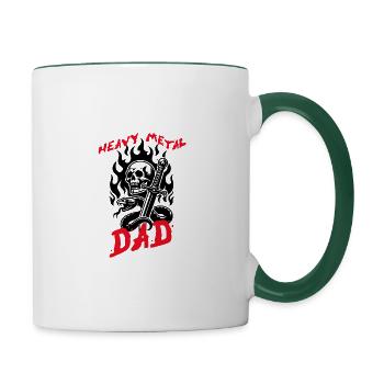 Heavy Metal Dad Fatherhood Anthem Tee - Contrasting Mug - white/dark green - Right