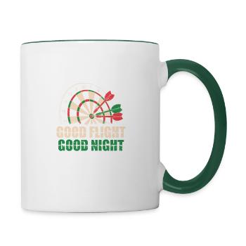 Darts Good Flight Night Motiv Tee - Tasse zweifarbig - Weiß/Dunkelgrün - Rechts