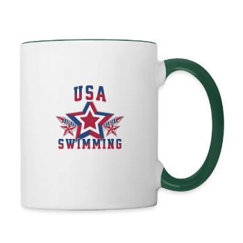 T-shirt de bain Riot Usa - Mug contrasté - blanc/vert foncé - Droite