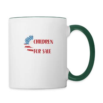 T-shirt "stops the exploitation of children" - Contrasting Mug - white/dark green - Right