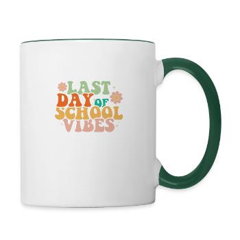 t-shirt « last Day Of School Summer Vibes » - Mug contrasté - blanc/vert foncé - Droite