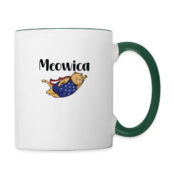 T-shirt patriotique Meowica Cat - Mug contrasté - blanc/vert foncé - Droite