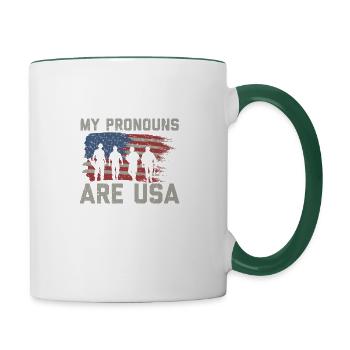 MePatriotisches Usa-pronomen-t-shirt - Tasse zweifarbig - Weiß/Dunkelgrün - Rechts