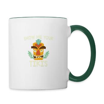 Hawaii island tiki t-shirt - Contrasting Mug - white/dark green - Right