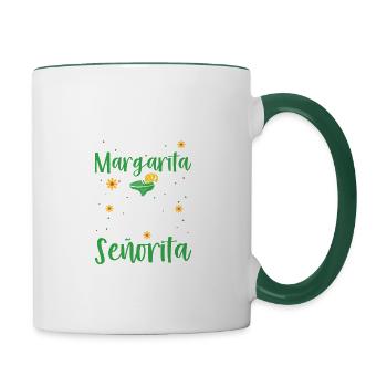 finalSeniorita-abschluss-margarita-t-shirt - Tasse zweifarbig - Weiß/Dunkelgrün - Rechts
