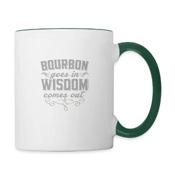 Funny bourbon wisdom t-shirt - Contrasting Mug - white/dark green - Right