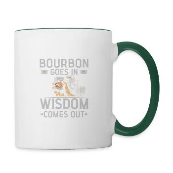 Funny bourbon wisdom t-shirt - Contrasting Mug - white/dark green - Right