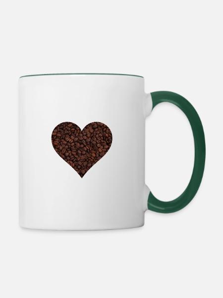 Kaffee Liebe - Tasse zweifarbig - Weiß/Dunkelgrün