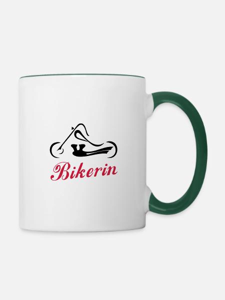 Bikerin - Tasse zweifarbig - Weiß/Dunkelgrün