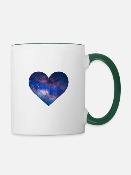 Galaxy Herz - Tasse zweifarbig - Weiß/Dunkelgrün