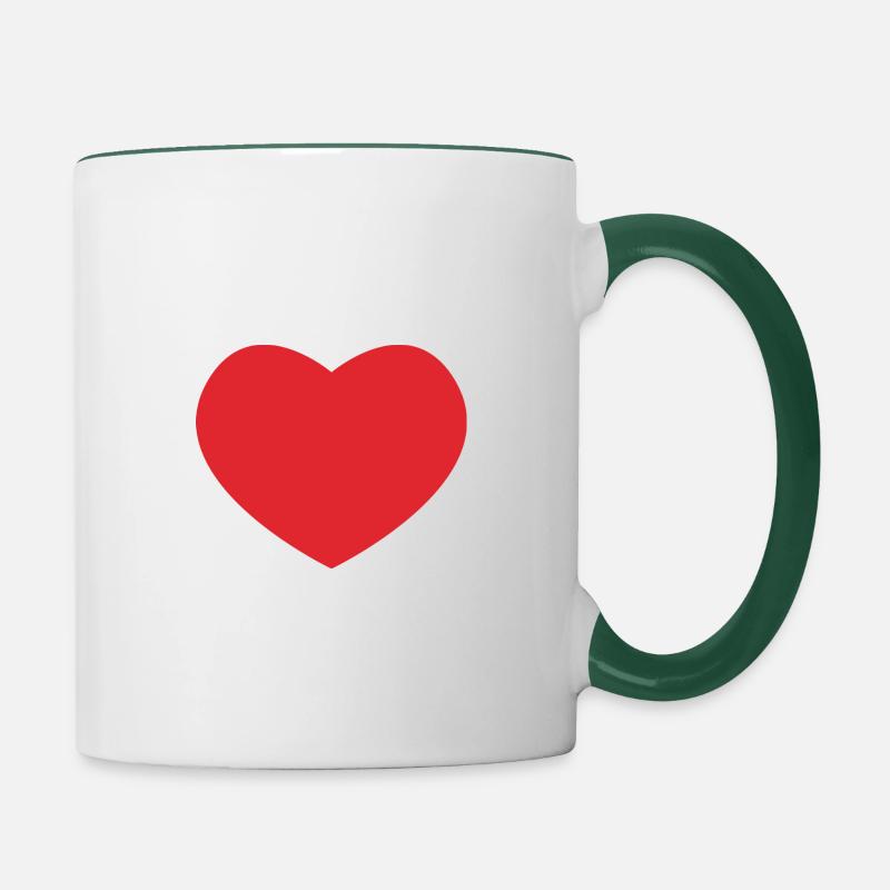 cœur - Mug contrasté - blanc/vert foncé