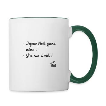 Joyeux Noël quand même ! Père Noël est une ordure - Mug contrasté - blanc/vert foncé - Droite