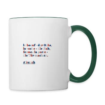 französische Merkhilfe/Eselsbrücke - Tasse zweifarbig - Weiß/Dunkelgrün - Rechts