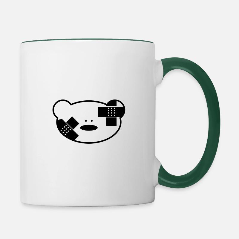 Funny teddy bear with plaster - Contrasting Mug - white/dark green