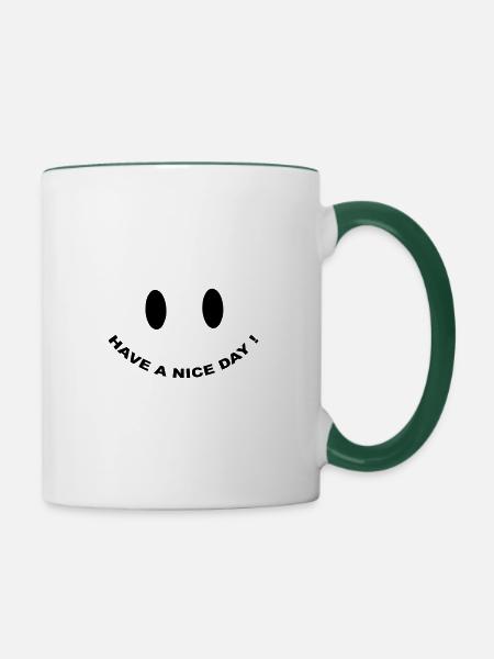 Nice Day - Tasse zweifarbig - Weiß/Dunkelgrün