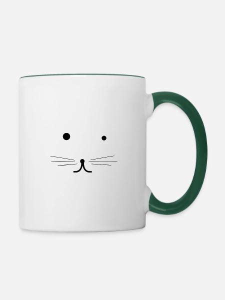 Schwarzes Tiergesicht - Tasse zweifarbig - Weiß/Dunkelgrün