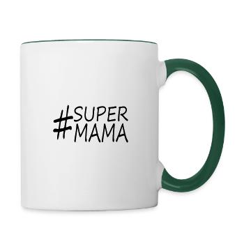 supermama - Tasse zweifarbig - Weiß/Dunkelgrün - Rechts