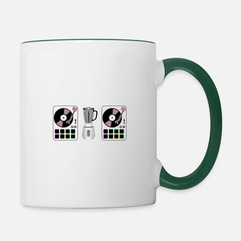 Contrôleur DJ avec table de mixage - Mug contrasté - blanc/vert foncé