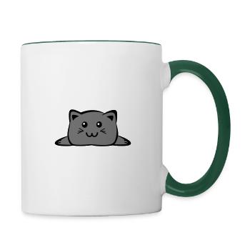 Cat Chibi - Tasse zweifarbig - Weiß/Dunkelgrün - Rechts