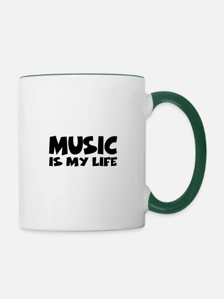 Music is my life - Tasse zweifarbig - Weiß/Dunkelgrün
