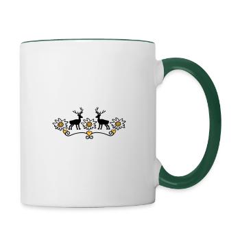 Trachten Motiv - Tasse zweifarbig - Weiß/Dunkelgrün - Rechts