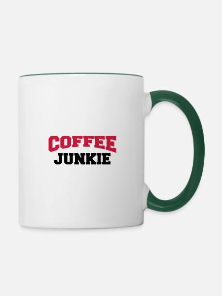 Coffee Junkie - Tasse zweifarbig - Weiß/Dunkelgrün