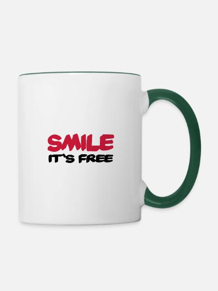 Smile It's free - Tasse zweifarbig - Weiß/Dunkelgrün