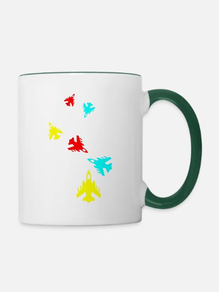 Flugzeug jet symbol - Tasse zweifarbig - Weiß/Dunkelgrün