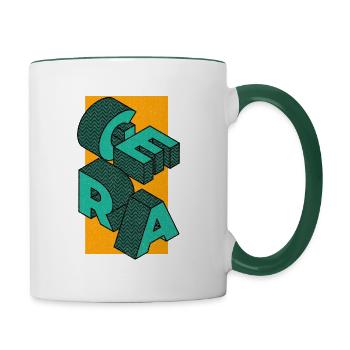Ostthüringen Merch - Gera in Blöcken - Tasse zweifarbig - Weiß/Dunkelgrün - Rechts