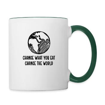 Vegan Plant Based Gesundheit Heilung Detox - Tasse zweifarbig - Weiß/Dunkelgrün - Rechts