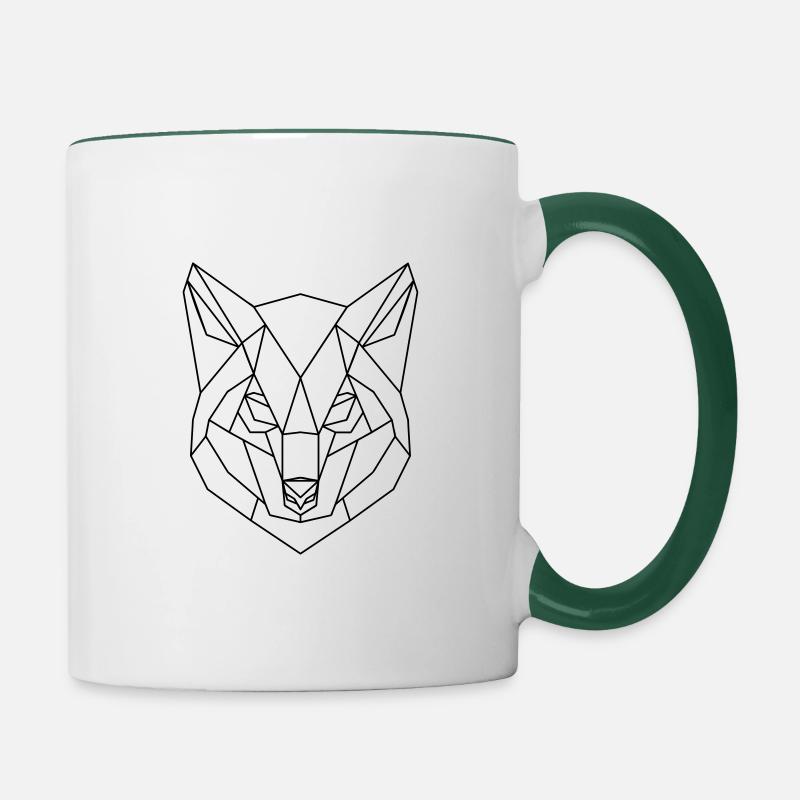 Wolf Low Polygon Wolf Low Poly Wolf Head 3D Net - Contrasting Mug - white/dark green