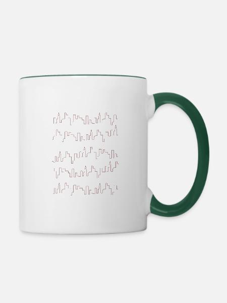 Hochhäuser Skylines Design als Geschenkidee - Tasse zweifarbig - Weiß/Dunkelgrün