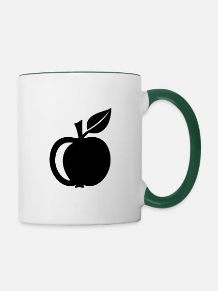 Apfel - Tasse zweifarbig - Weiß/Dunkelgrün