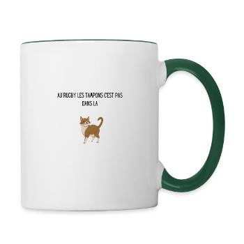 Au rugby les tampons c est pas dans la chatte - Mug contrasté - blanc/vert foncé - Droite