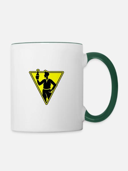 Bier Trinken - Tasse zweifarbig - Weiß/Dunkelgrün
