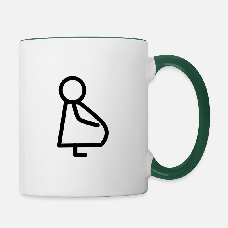 Enceinte, ventre de bébé - Mug contrasté - blanc/vert foncé