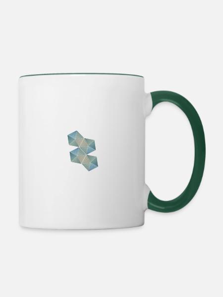 Geometrisch - Tasse zweifarbig - Weiß/Dunkelgrün