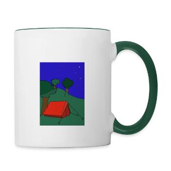Zelt unterm Sternenhimmel - Tasse zweifarbig - Weiß/Dunkelgrün - Rechts