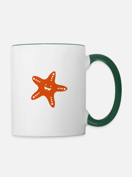 seestern 01 - Tasse zweifarbig - Weiß/Dunkelgrün