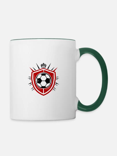 Fussball Logo Mannschaft - Tasse zweifarbig - Weiß/Dunkelgrün