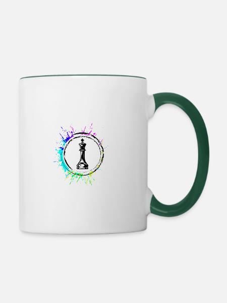 Schachfigur König - Tasse zweifarbig - Weiß/Dunkelgrün
