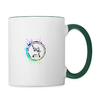 Icône de microscope Icône - Mug contrasté - blanc/vert foncé - Droite