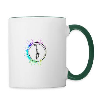 Trompete Symbol - Tasse zweifarbig - Weiß/Dunkelgrün - Rechts
