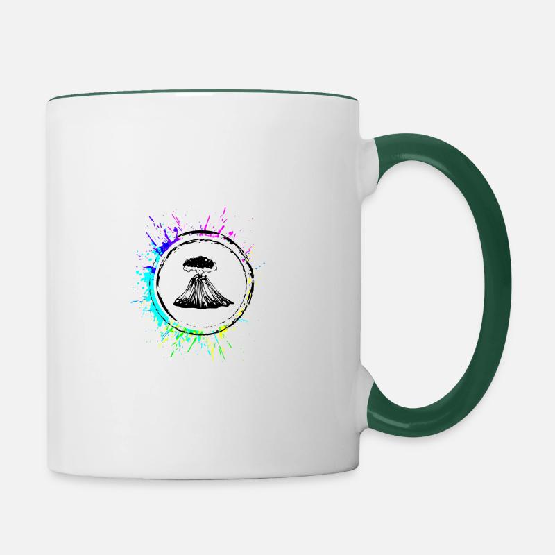 Icône de volcan - Mug contrasté - blanc/vert foncé