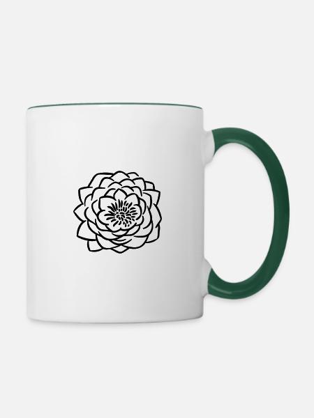 Lotusblume 4 - Tasse zweifarbig - Weiß/Dunkelgrün
