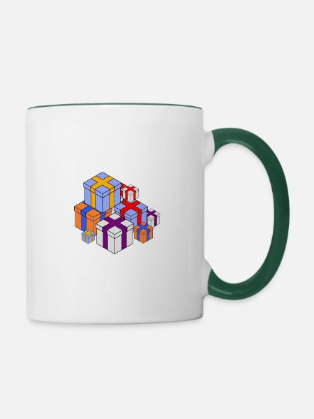 Geschenke - Tasse zweifarbig - Weiß/Dunkelgrün